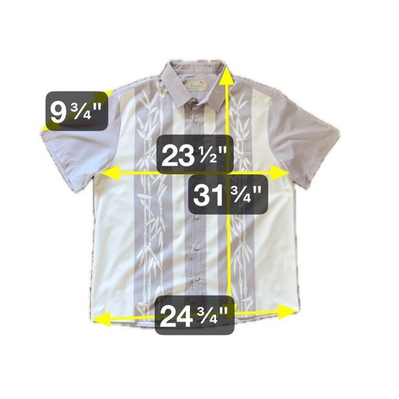 Royaura Hawaiian Bowling Shirt Gray Bamboo Print Casual Short Sleeve Button Down - Picture 13 of 14